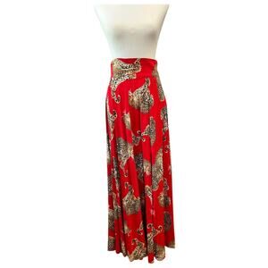 Trashy Diva My Pet Leopard Maxi Skirt Red Womens Size 8 High Waisted NWT RETIRED